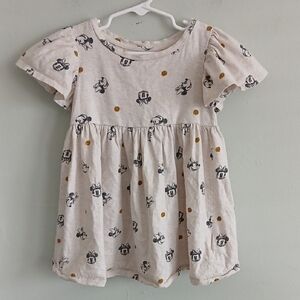 Baby Gap Disney Girl's Cream Miney Mouse Short Sleeve Dress Size 3T